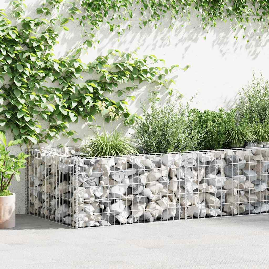 Vidaxl Gabion Planter Benk 180x90x50 cm en acier galvanisé