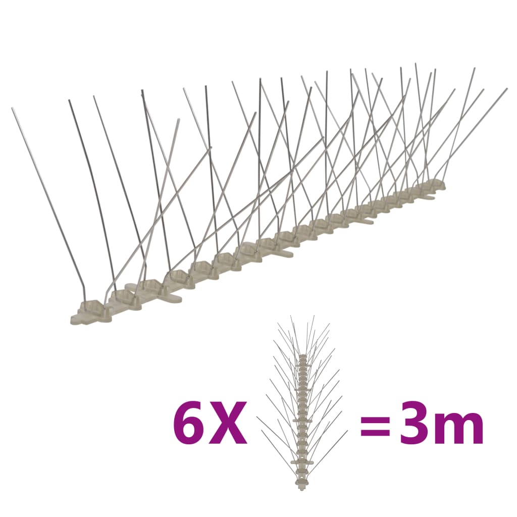 VidaXL épingles à pigeons Birding avec 4 rangées 6 pièces 3 m en plastique