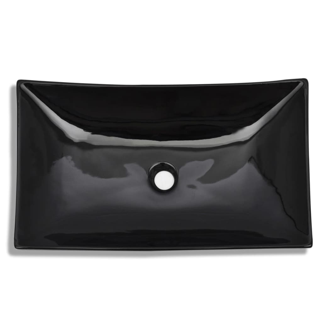 Évier vidaxl, céramique, rectangulaire, noir