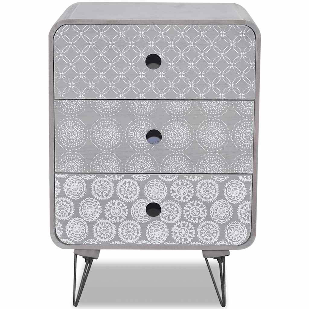Vidaxl bijzetkastje met 3 lades grijs