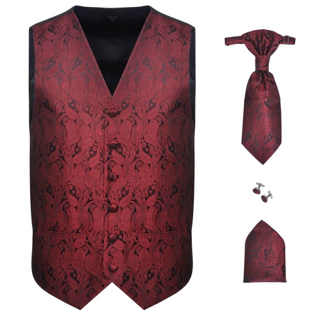 Vidaxl Paisley Mariage Carte Set pour hommes Taille 54 Bordeaux Rood