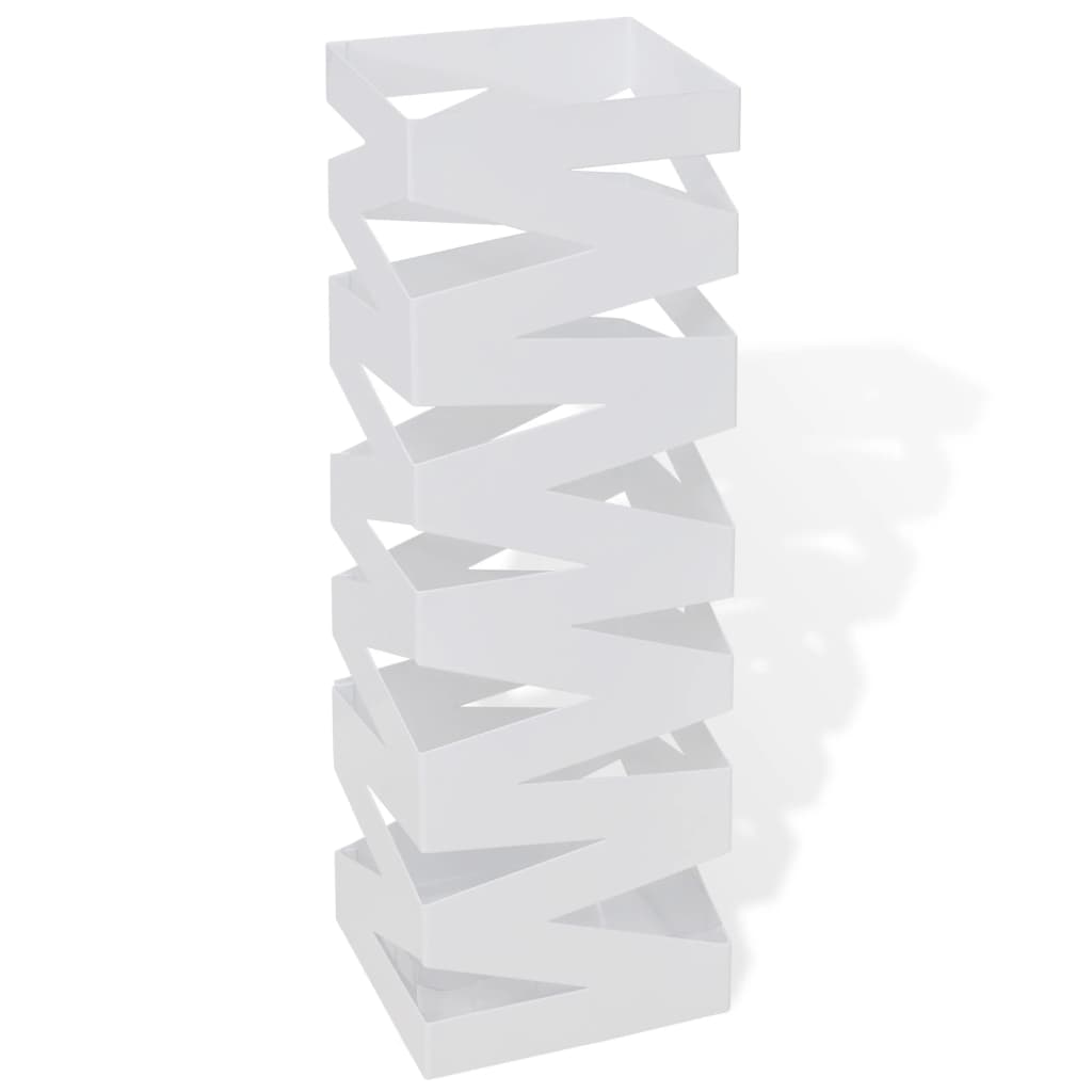 Parapluie Vidaxl et support de bâton de marche rayures en acier carré blanc 48,5 cm