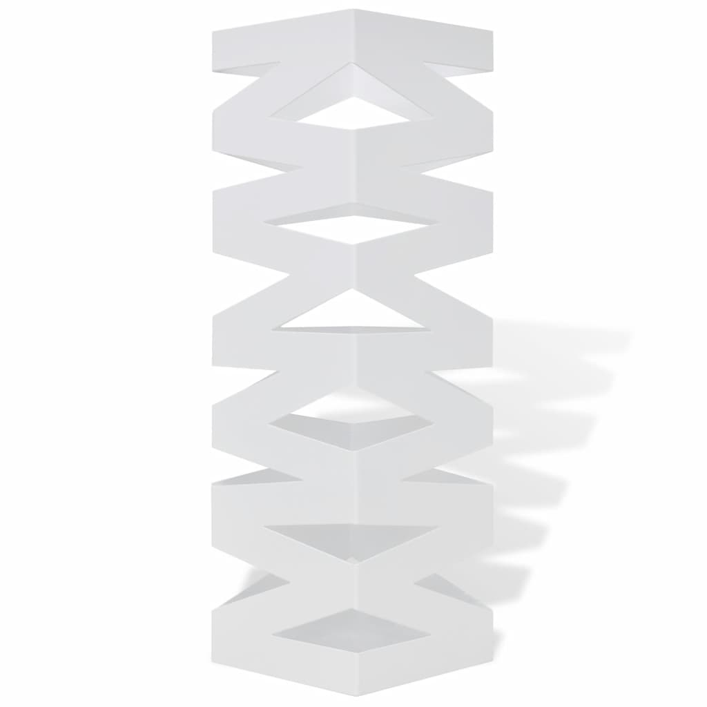 Parapluie Vidaxl et support de bâton de marche rayures en acier carré blanc 48,5 cm