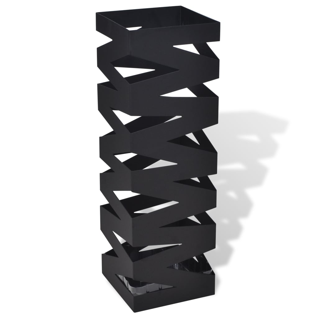 Parapluie Vidaxl et porte-bâton de marche carré 48,5 cm en acier noir