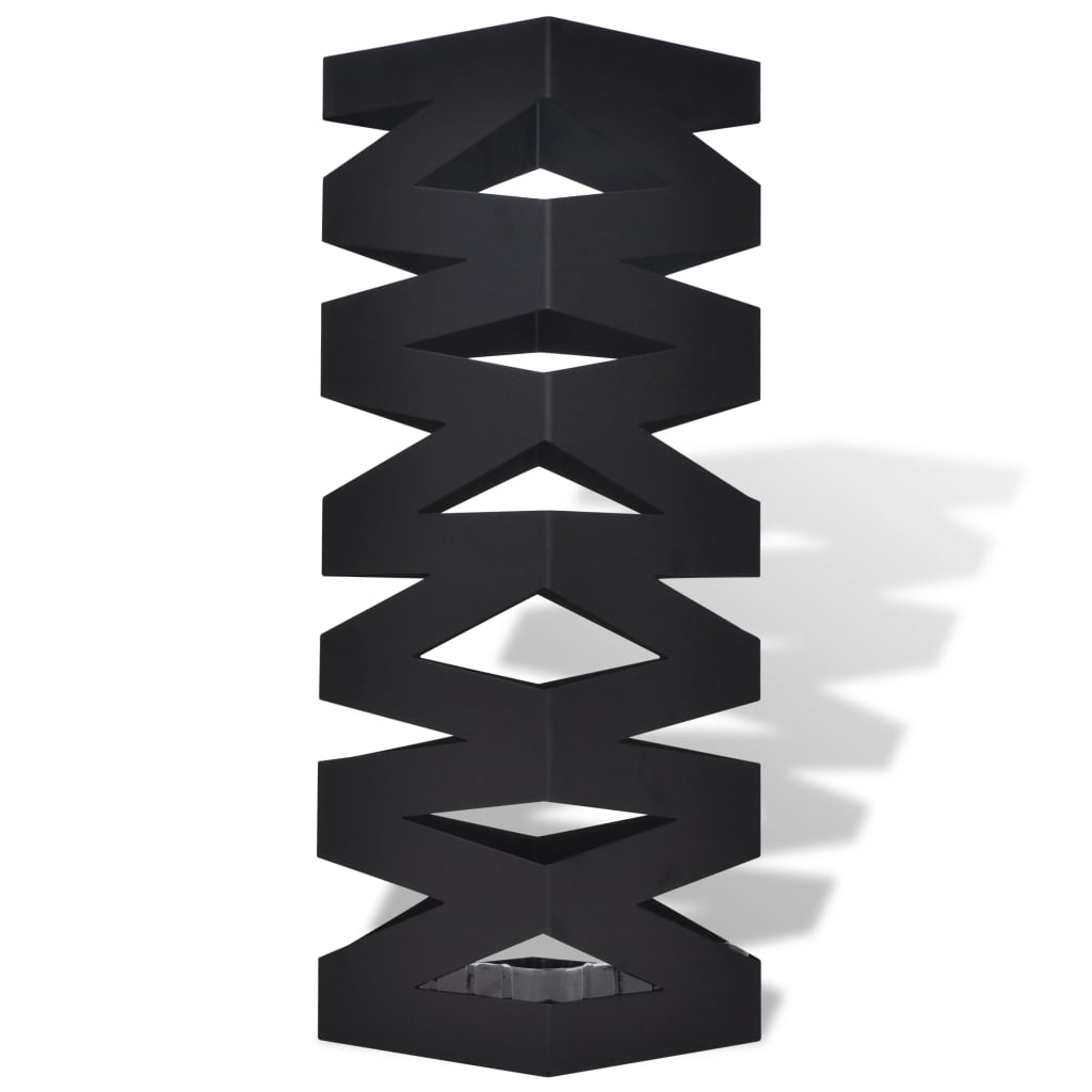 Parapluie Vidaxl et porte-bâton de marche carré 48,5 cm en acier noir