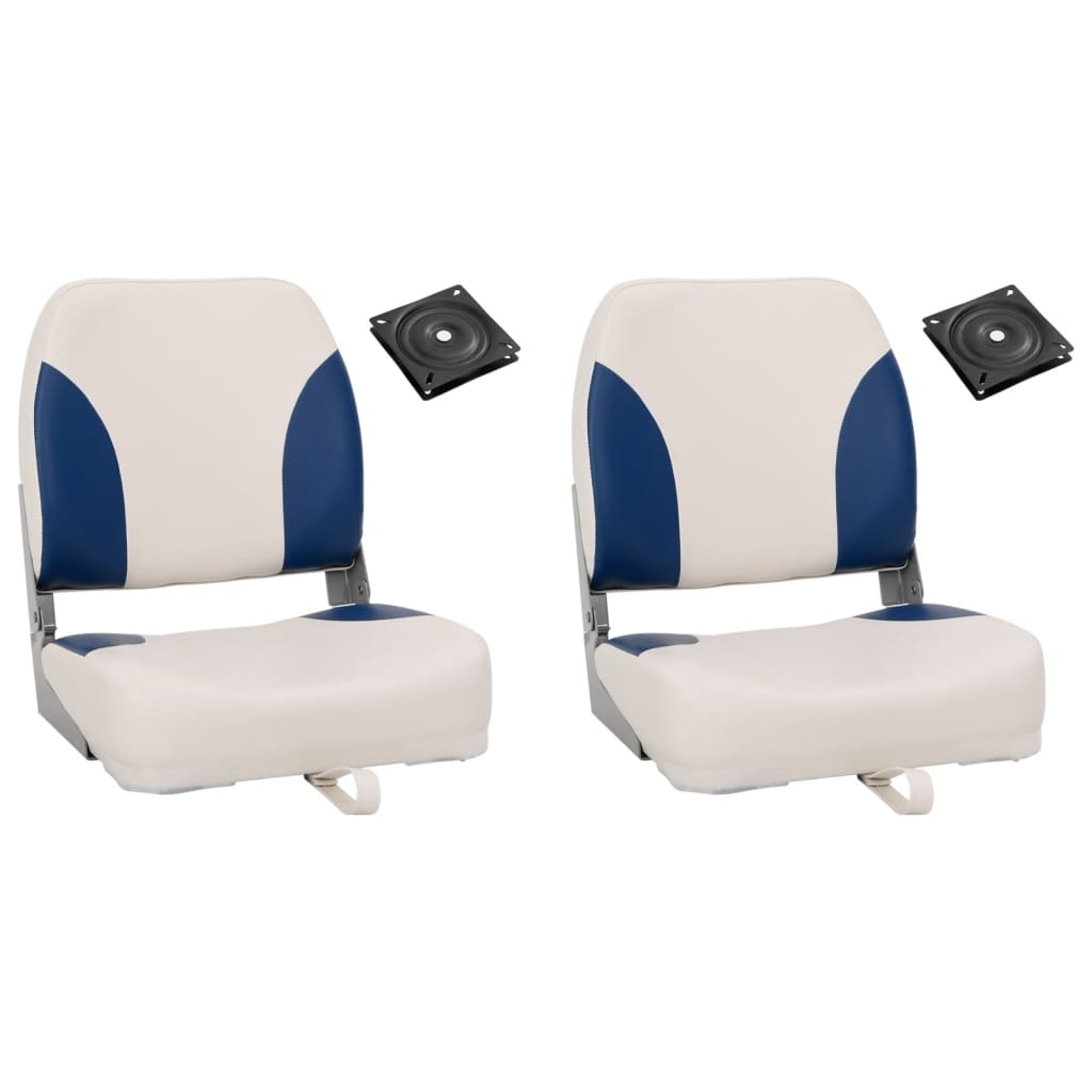 Vidaxl 4 pièces de siège de bateau avec coussins bleu-blanc pliable