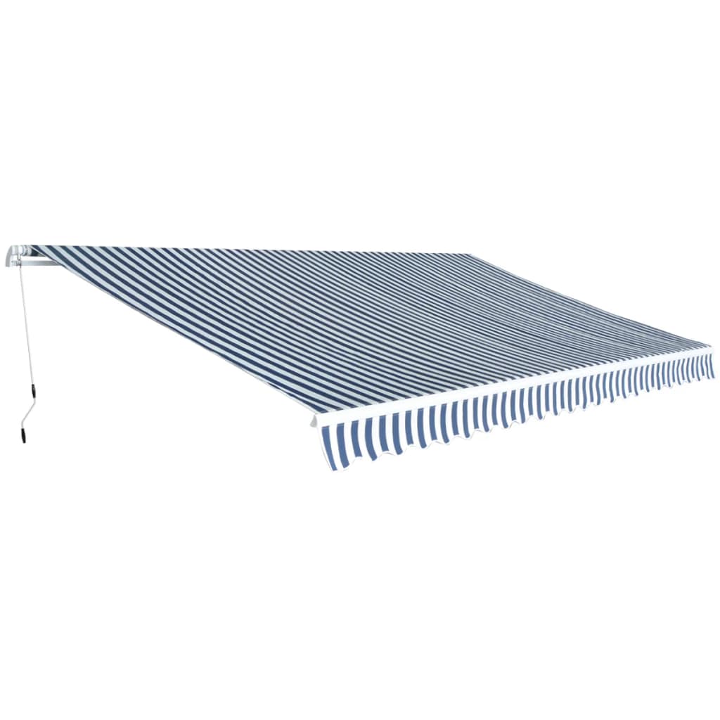 Vidaxl luifel extensible manuellement 500 cm bleu et blanc