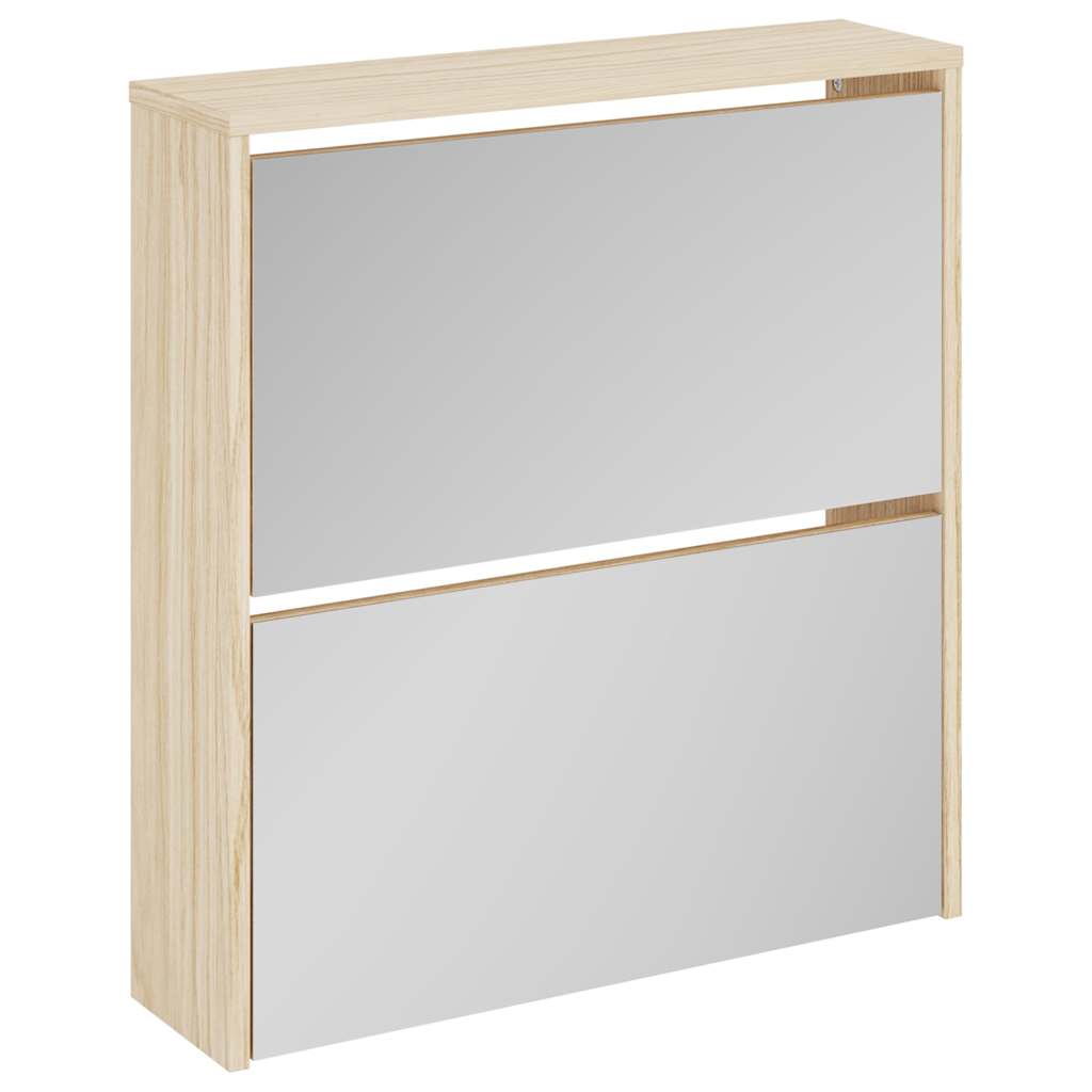 Armoire à chaussures Vidaxl Two -yer avec miroir 63x17x67 cm chêne
