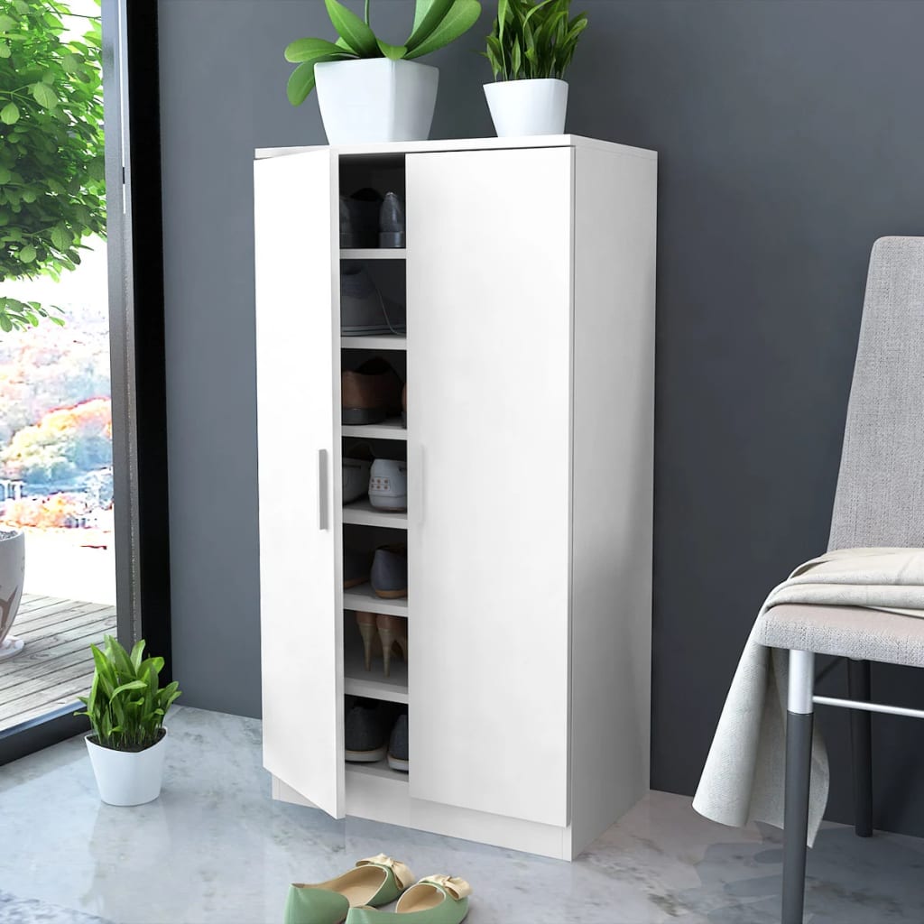 Armoire à chaussures vidaxl avec 7 étagères blanches