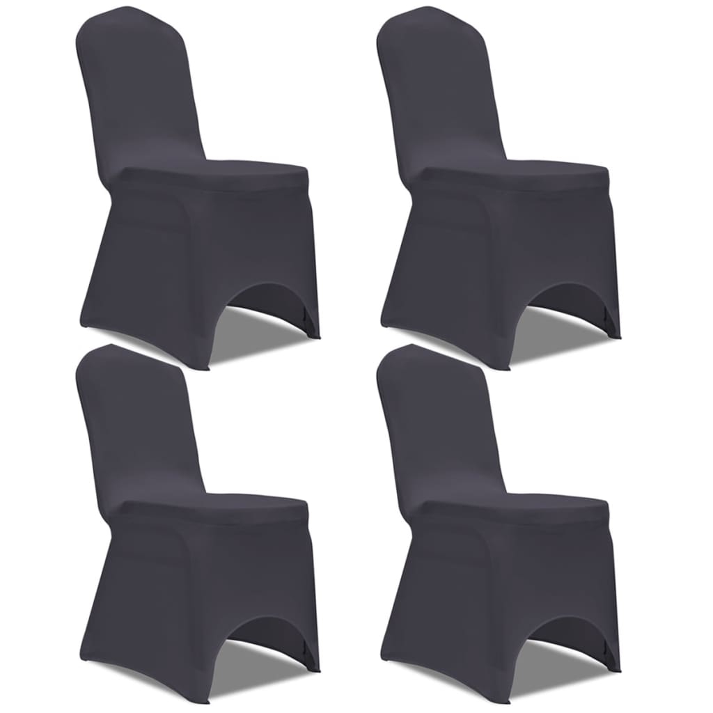 Couverture de chaise vidaxl extensible anthracite 4 pièces