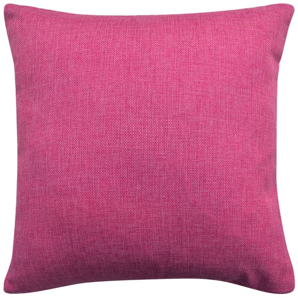 VidaXL housses de coussin 4 pièces aspect lin rose 40x40 cm