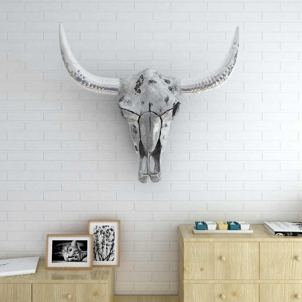 VidaXL décoration murale crâne aluminium argent
