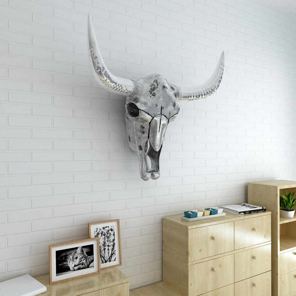 VidaXL décoration murale crâne aluminium argent