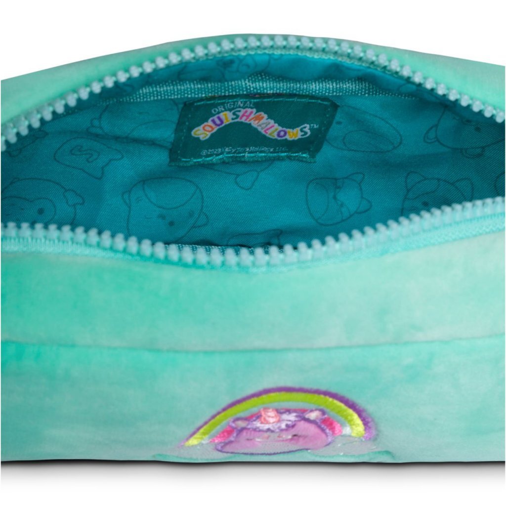 Pochette peluche licorne Squishmallows bleu