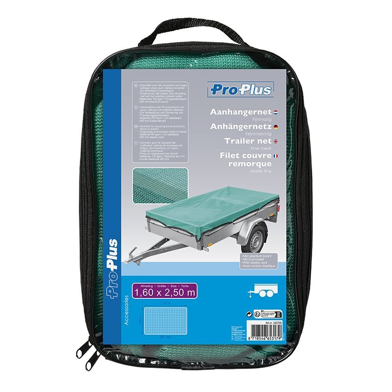 Proplus filet de remorque à mailles fines - 2,50x1,60 m - cordon élastique - vert