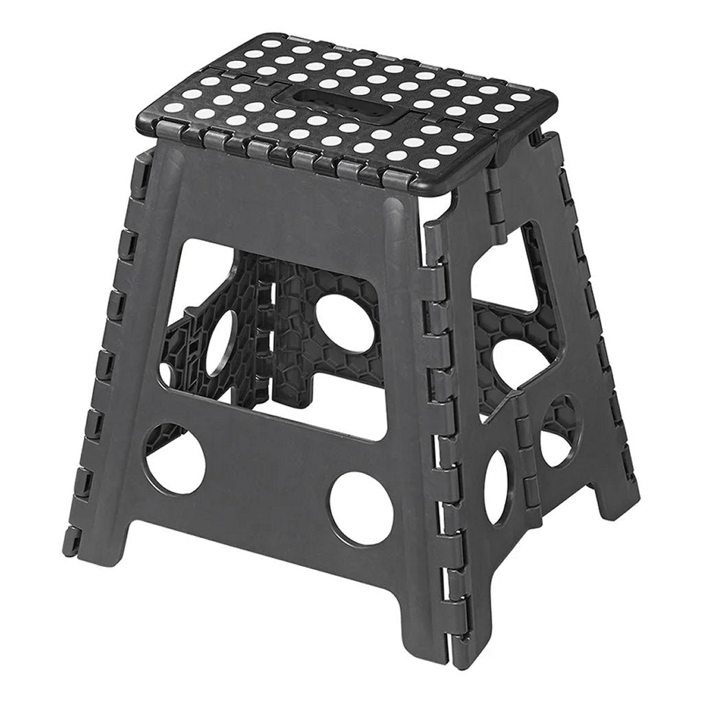 escabeau pliable noir gris 29 x 21,5 x 39,5 cm