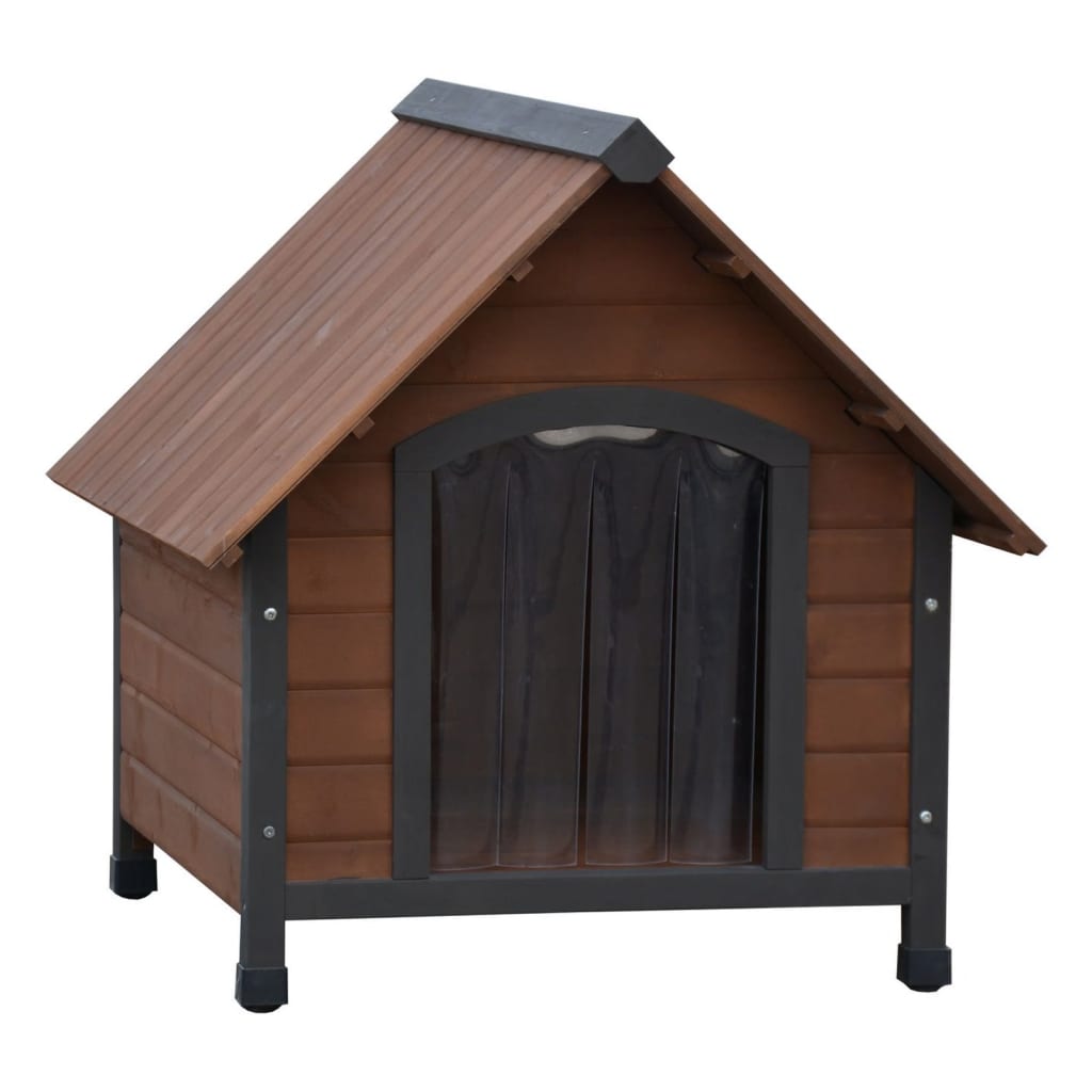 @Pet chien loft avec volets en plastique rustique 102x82x87 cm brun