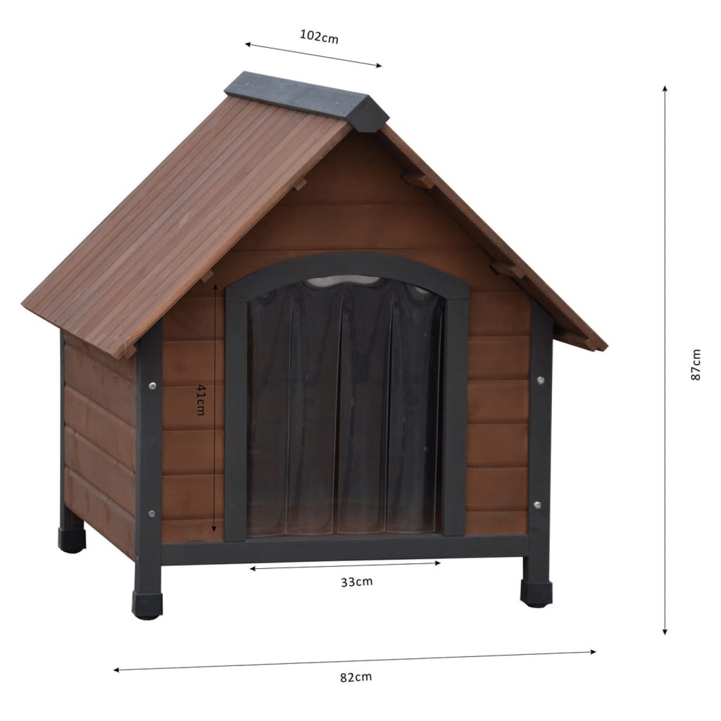 @Pet chien loft avec volets en plastique rustique 102x82x87 cm brun