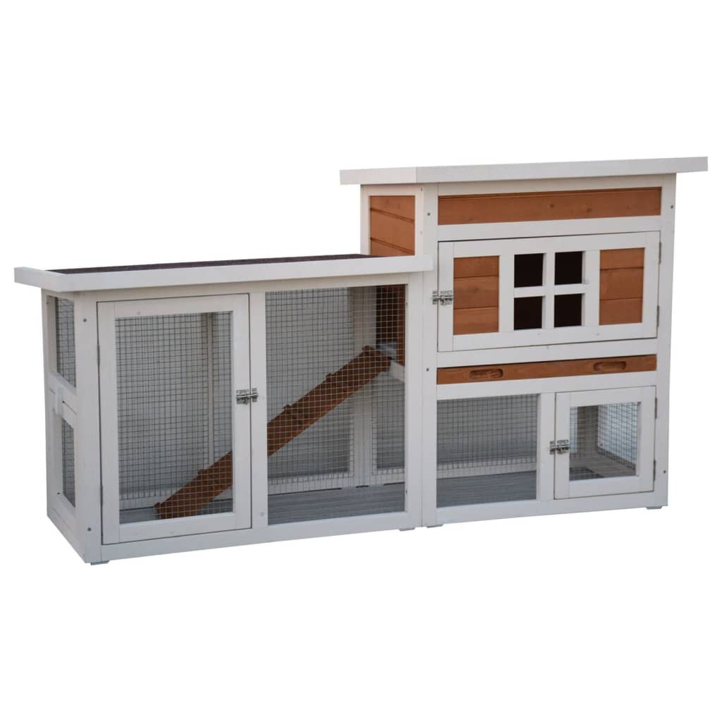 @PET Rabbit Shed Villa 147x50x80 cm blanc et marron