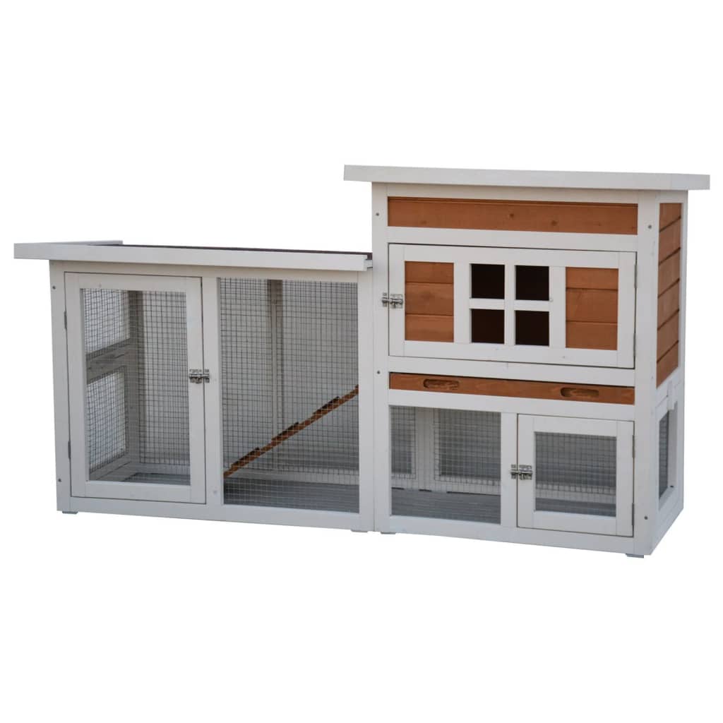 @PET Rabbit Shed Villa 147x50x80 cm blanc et marron