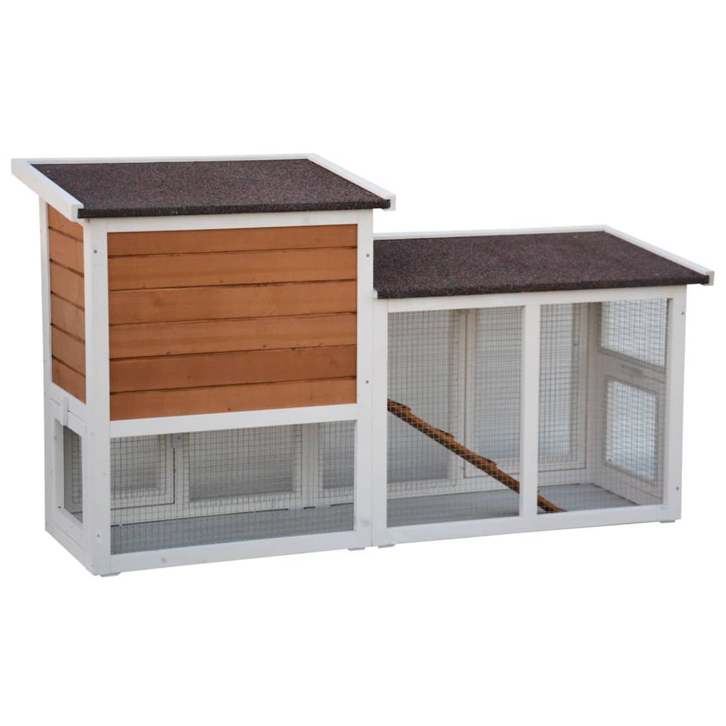 @PET Rabbit Shed Villa 147x50x80 cm blanc et marron