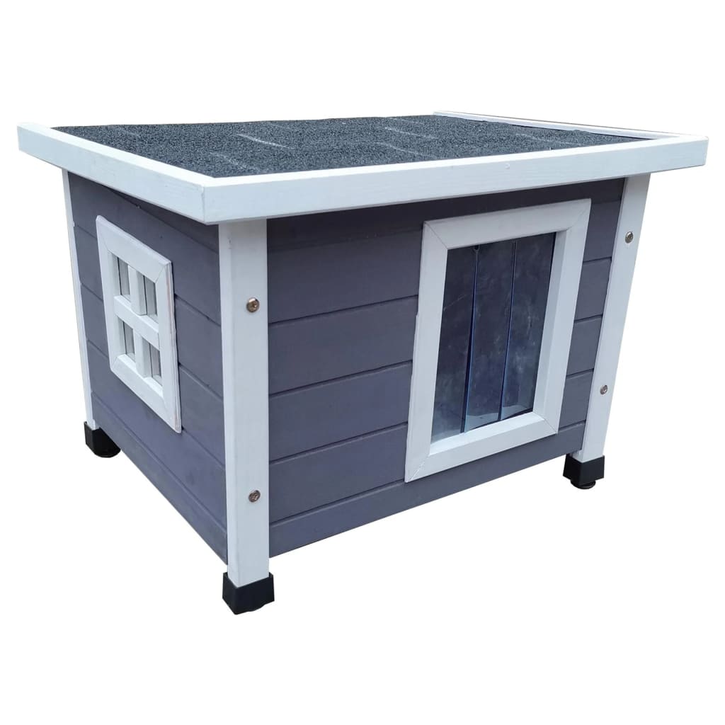 @Pet chat loft pour à l'extérieur 57x45x43 cm en bois gris et blanc