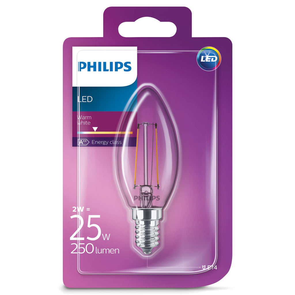 Philips LED Classic 25W (2W) B35 E14 WW CL ND 1BC 4 éclairages