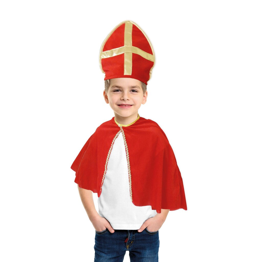 Cape et chapeau Sinterklaas rouge-or