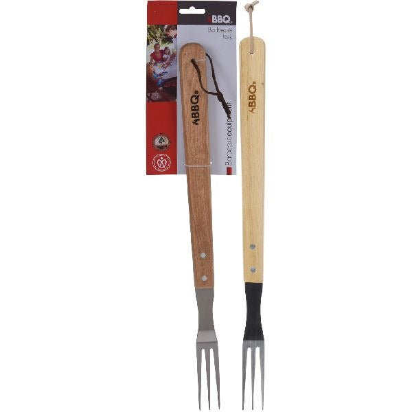 Fourchette à barbecue en acier inoxydable bois 46x7cm