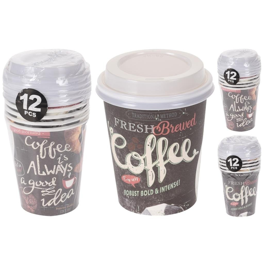 Gobelet en papier basique avec couvercle en plastique 6 pièces de couleurs différentes