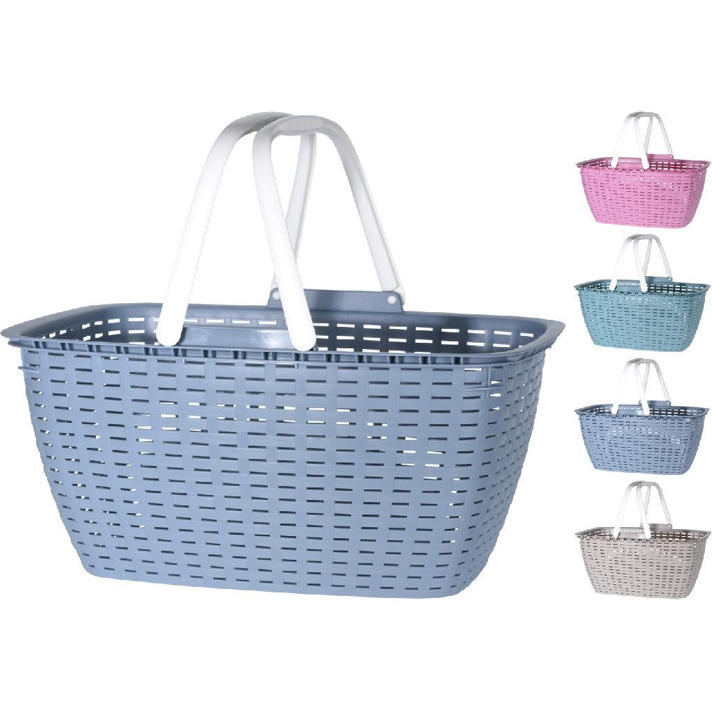 Panier basique aspect rotin avec poignées 44x22x31,5 cm
