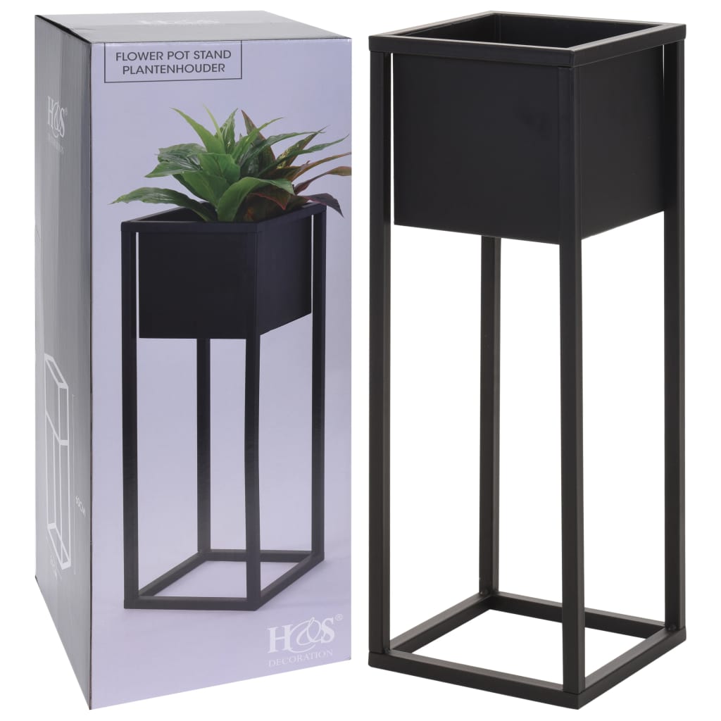 H S Collection Flowerpot sur standard 60 cm métal noir