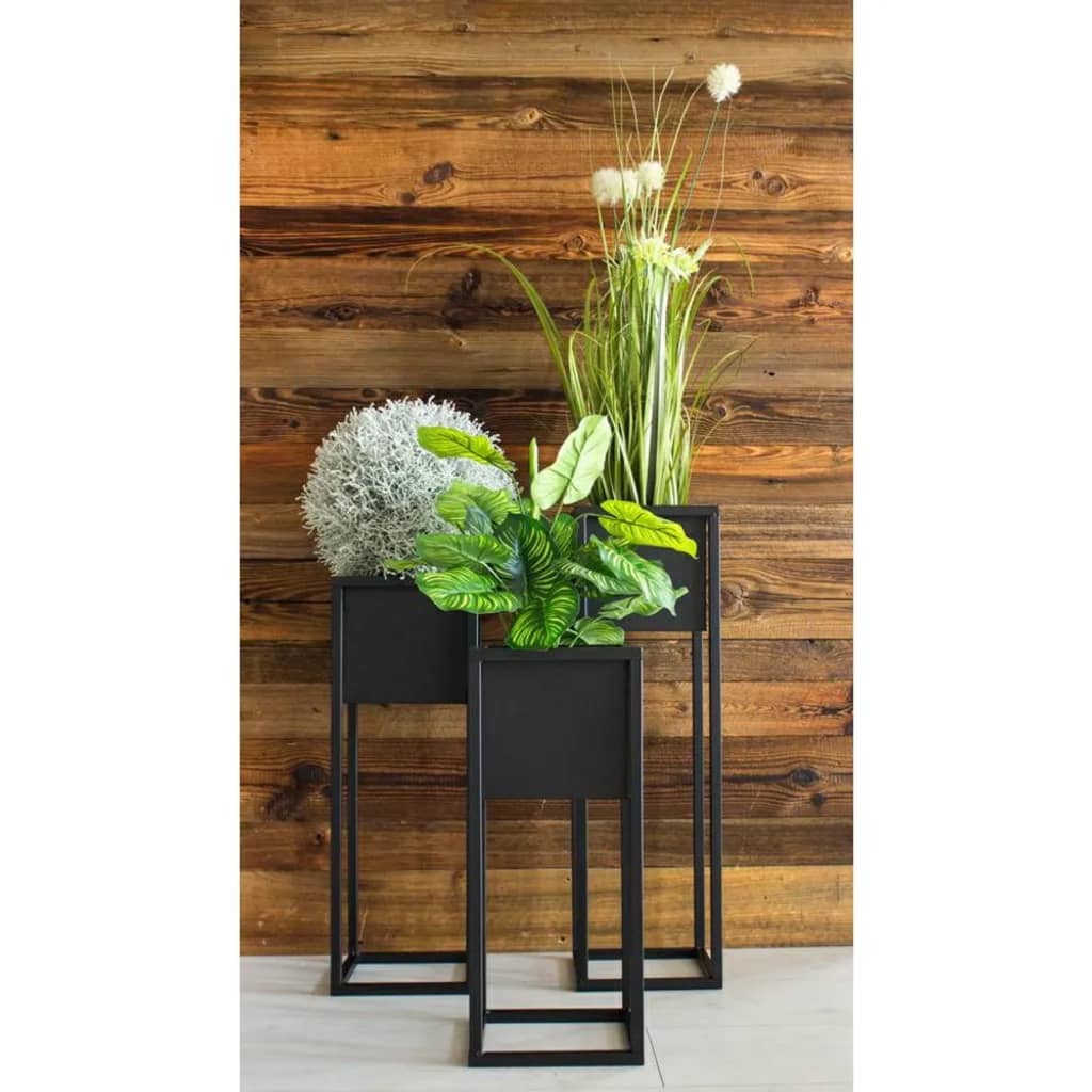 H S Collection Flowerpot sur standard 50 cm de métal noir