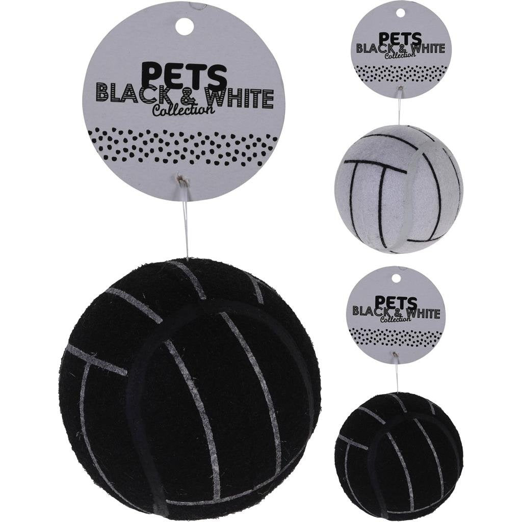 Balle jouet pour chien Basic Pets Collection Noir et Blanc 7,5 cm