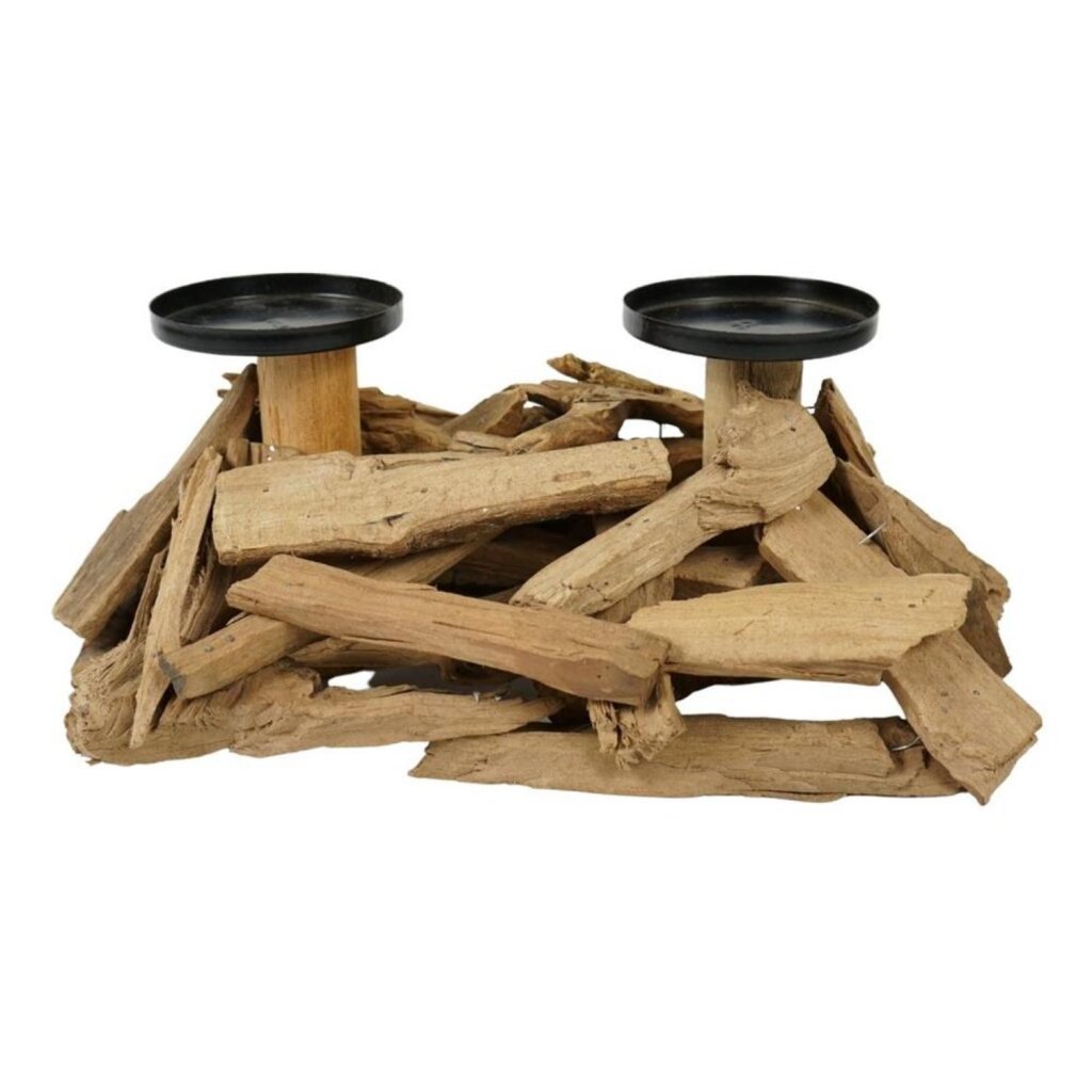 Bougeoir divers bois flotté naturel 32 cm