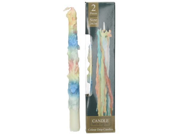 Divers Bougie Goutte à Goutte Cire Multi 6x2,7x26cm 2 Pièces