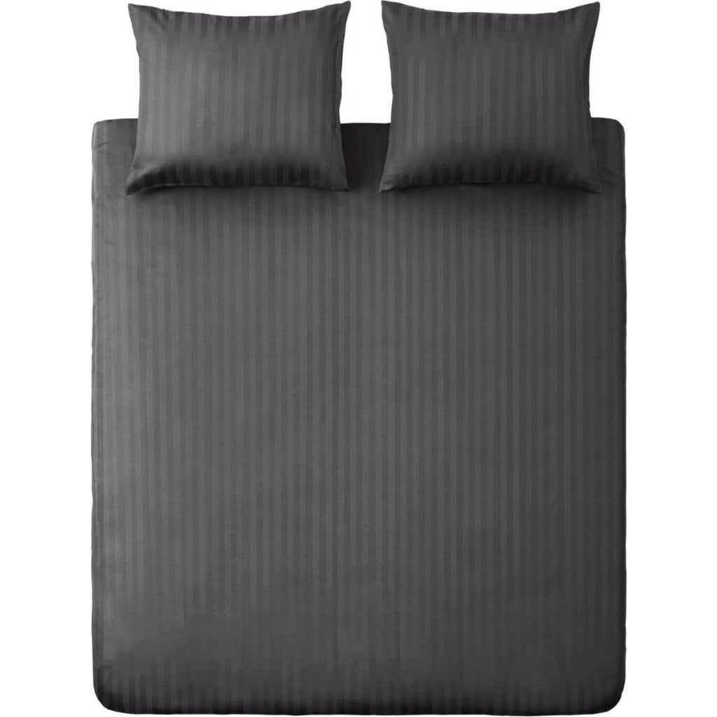Housse de couette double en satin de coton Ten Cate à rayures 240x200 220 cm anthracite