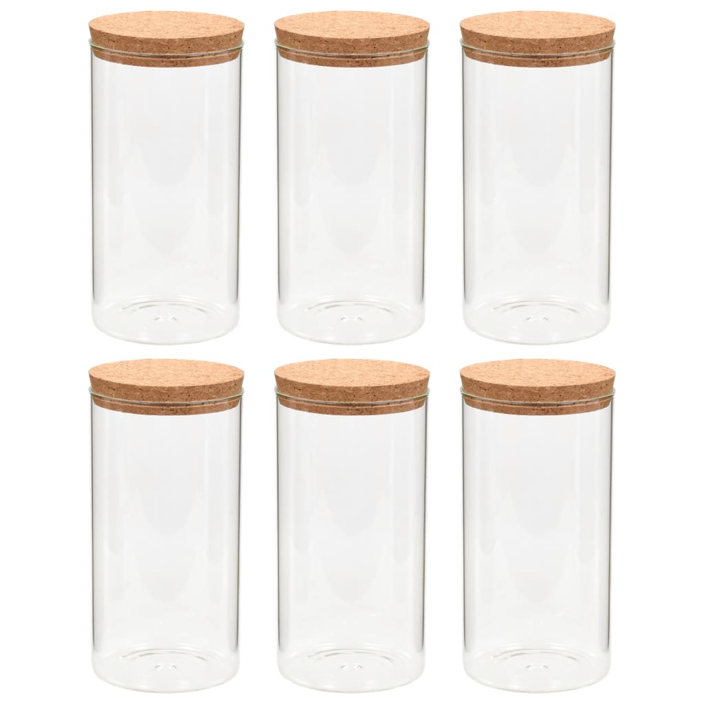 Pots de rangement Vidaxl avec couvercle de liège 6 st 1100 ml de verre