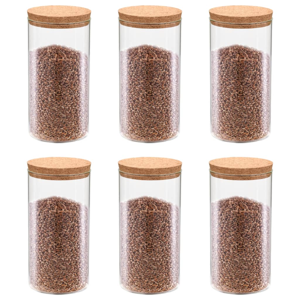 Pots de rangement Vidaxl avec couvercle de liège 6 st 1100 ml de verre