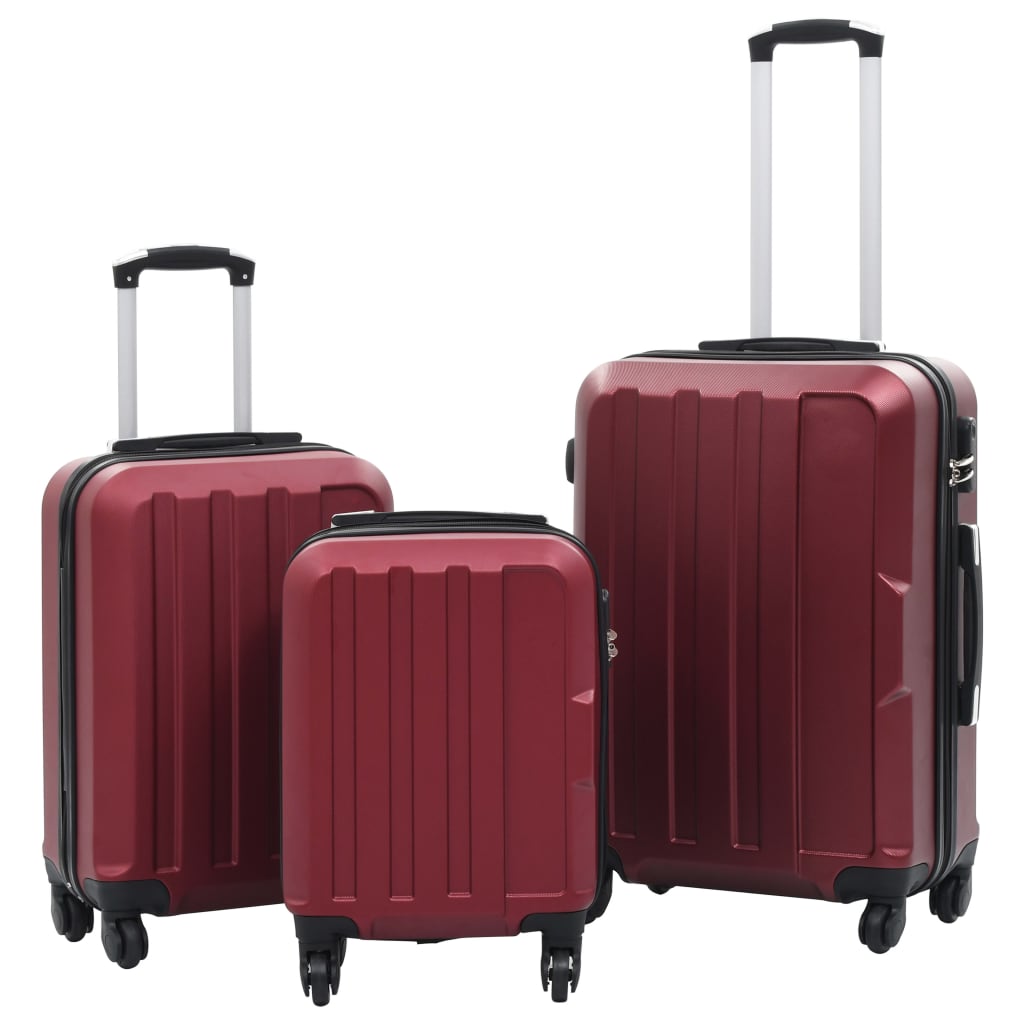Vidaxl en 3 parties bagages durs ensembles abs wijnrood