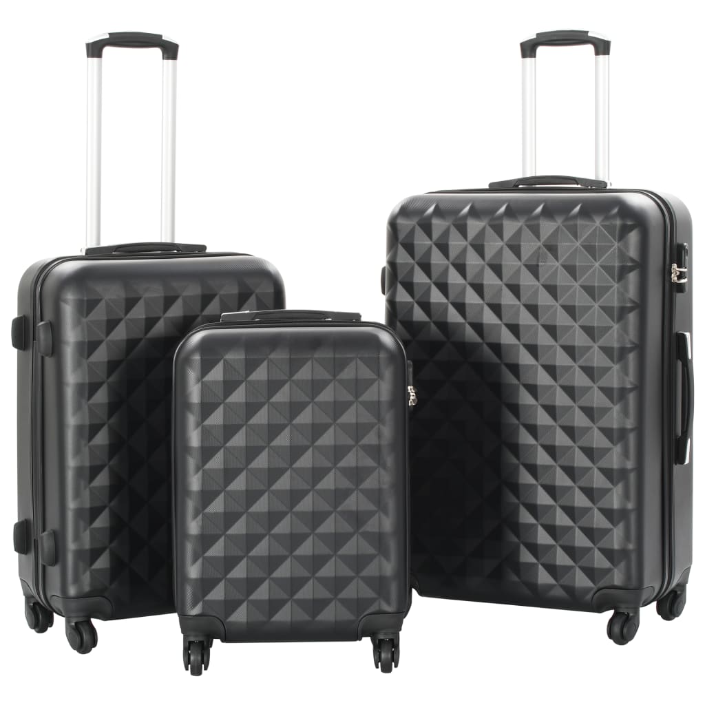 Vidaxl en 3 parties bagages durs Abs Black