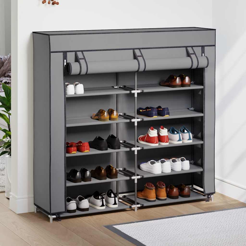Armoire à chaussures Vidaxl avec couvercle 115x28x110 cm Gris de tissu