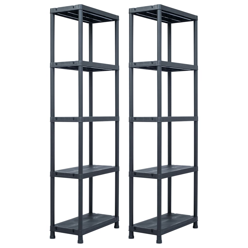 Racks de rangement Vidaxl 2 PCS 125 kg 60x30x180 cm Plastique noir