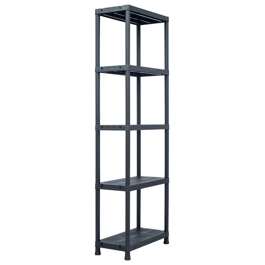 Racks de stockage Vidaxl 5 PCS 125 kg 60x30x180 cm Plastique noir