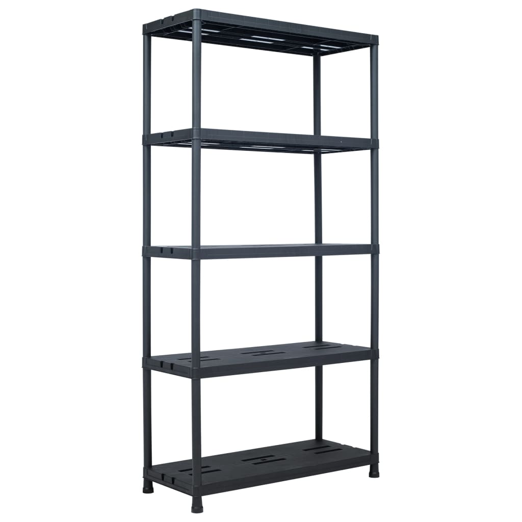 Racks de stockage Vidaxl 2 PCS 260 kg 90x40x180 cm Plastique noir
