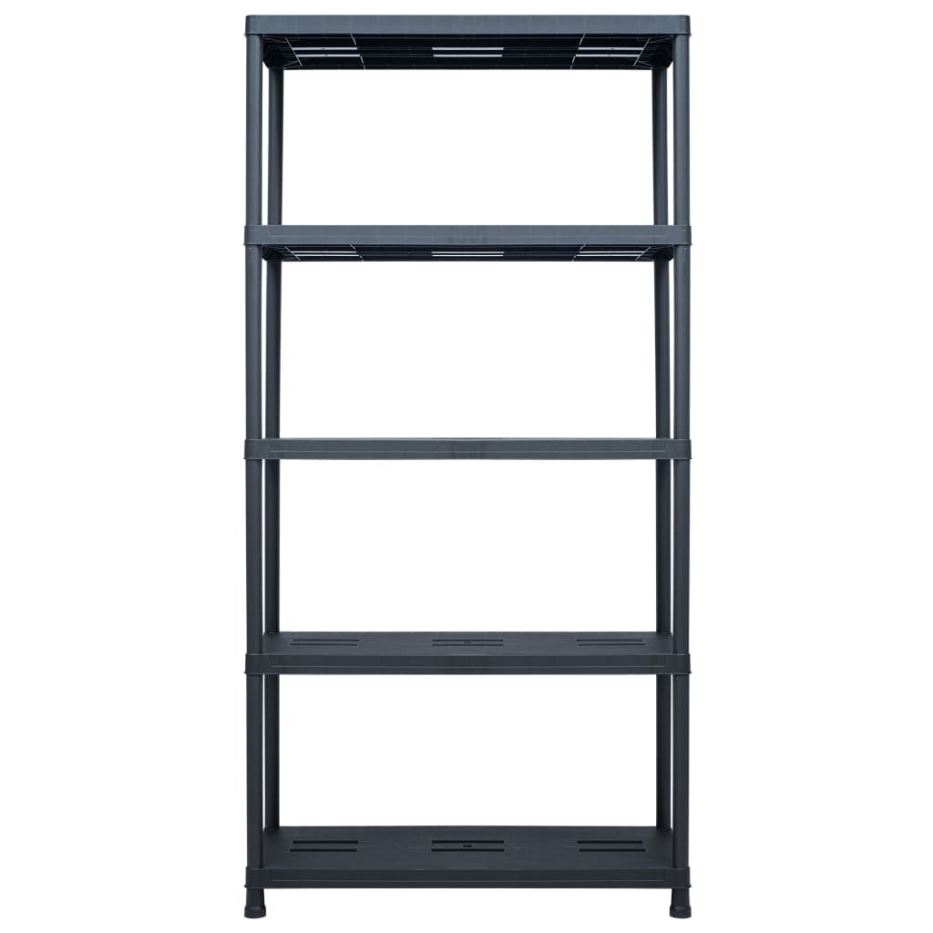 Racks de stockage Vidaxl 2 PCS 260 kg 90x40x180 cm Plastique noir