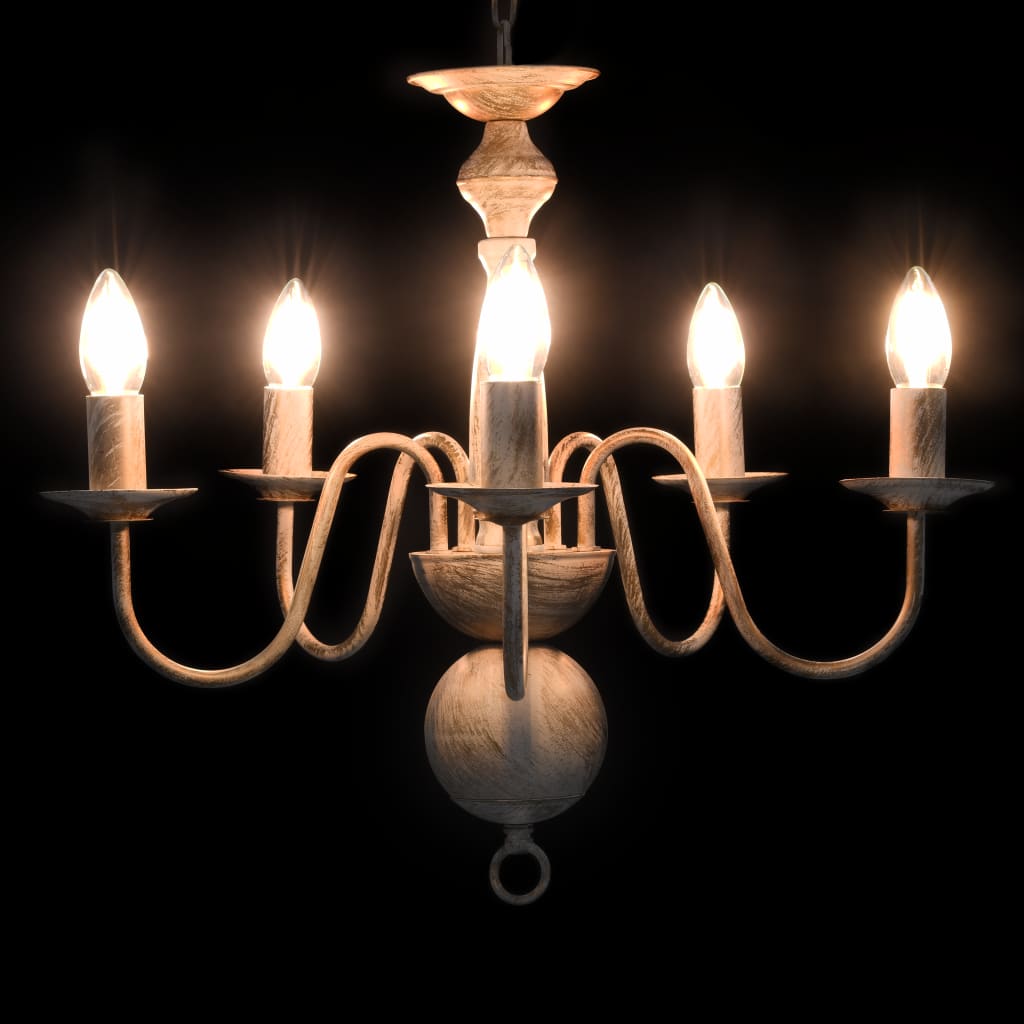 Vidaxl lustre 5xe14 antique blanc
