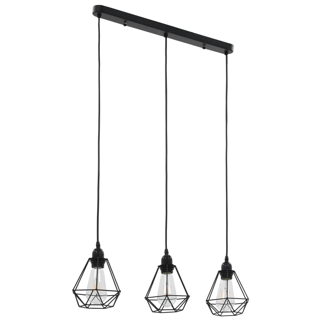 Vidaxl Plafond lampe avec 3XE27 en forme de diamant noir