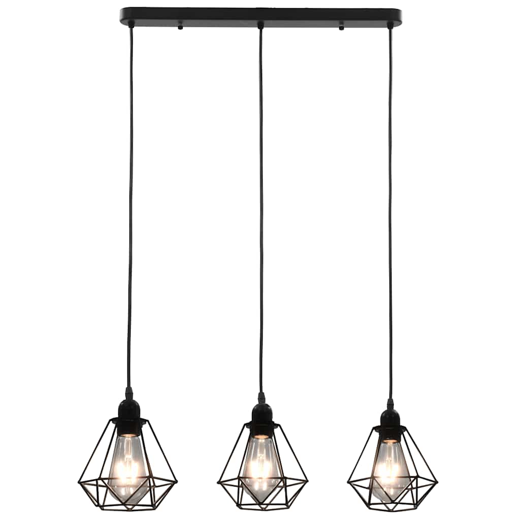 Vidaxl Plafond lampe avec 3XE27 en forme de diamant noir