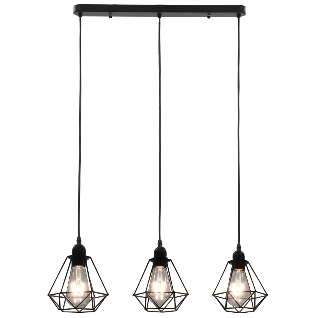 Vidaxl Plafond lampe avec 3XE27 en forme de diamant noir